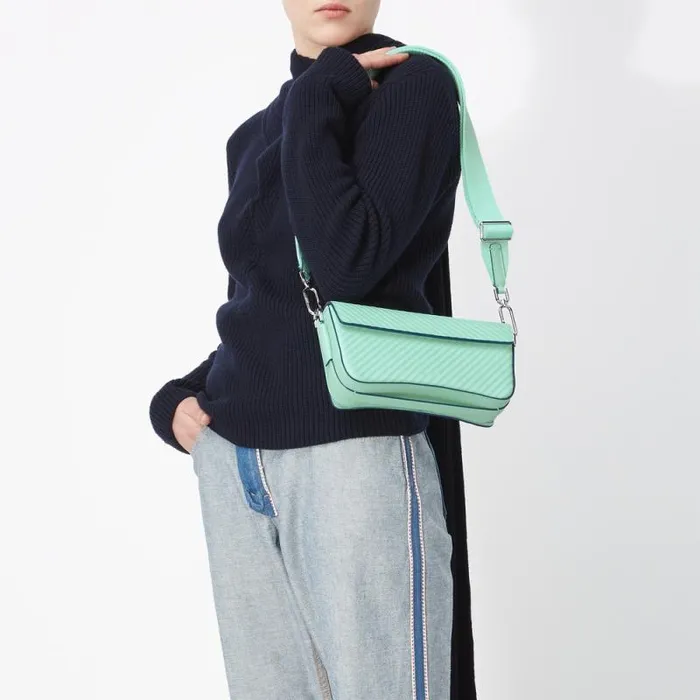 Ecco Crossbody and Shoulder Bags Bags and Accessories ECCO Pinch Compact Grooved Blue