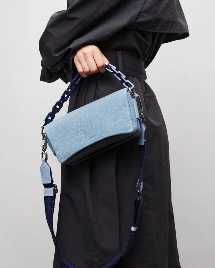 Ecco Totes and Handbags Bags and Accessories ECCO Pinch Medium Soft Pebbled Chain Blue Ecco Totes and Handbags Bags and Accessories ECCO Pinch Medium Soft Pebbled Chain Blue