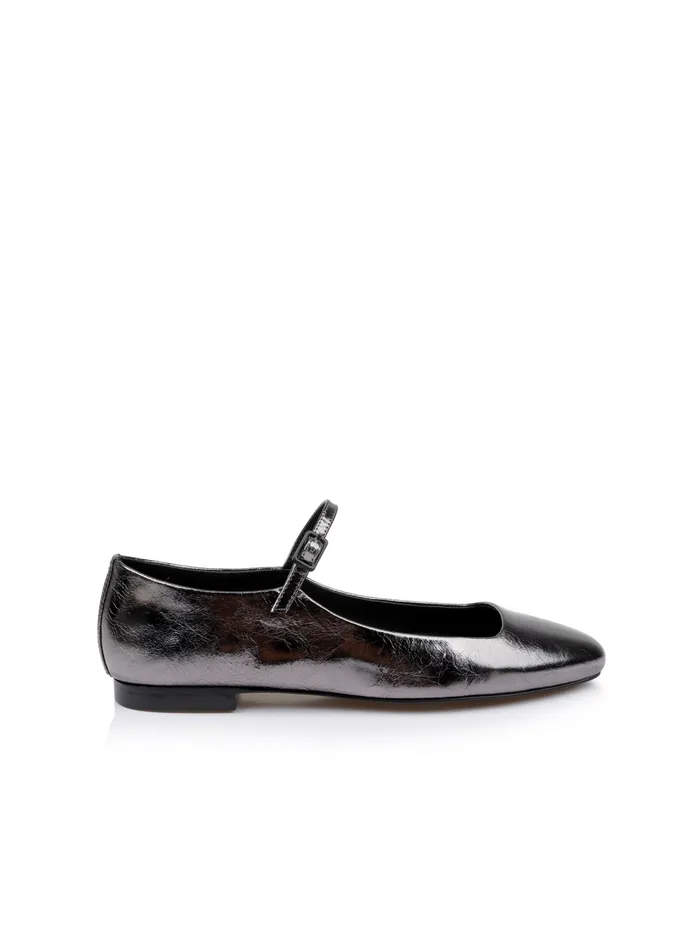 Edelie Leather Flat Gunmetal Leather Women L039Agence Flats and Loafers
