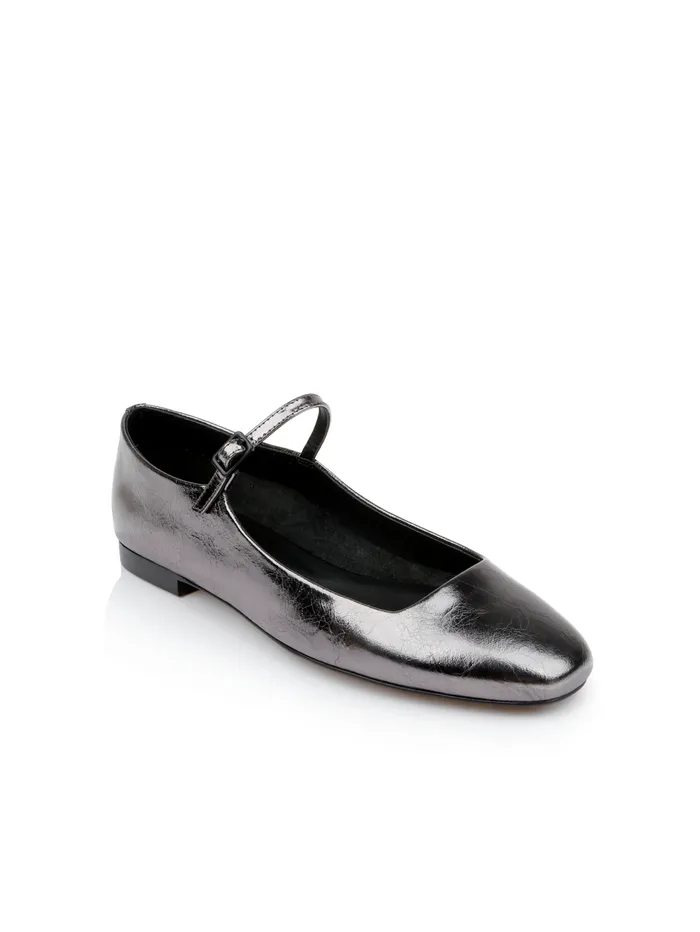 Edelie Leather Flat Gunmetal Leather Women L039Agence Flats and Loafers