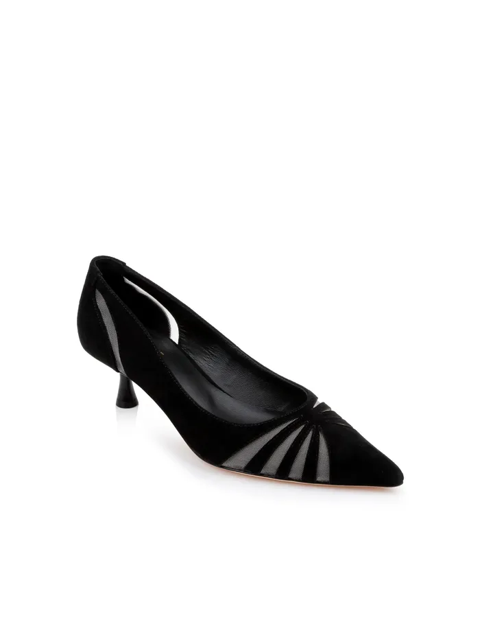 Eglantine Suede Kitten Pump Black Suede Women L039Agence Heels