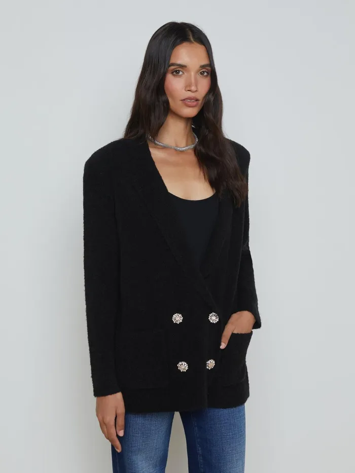 Eileen Knit Boyfriend Blazer Blackcrystal Women L039Agence Knitwear