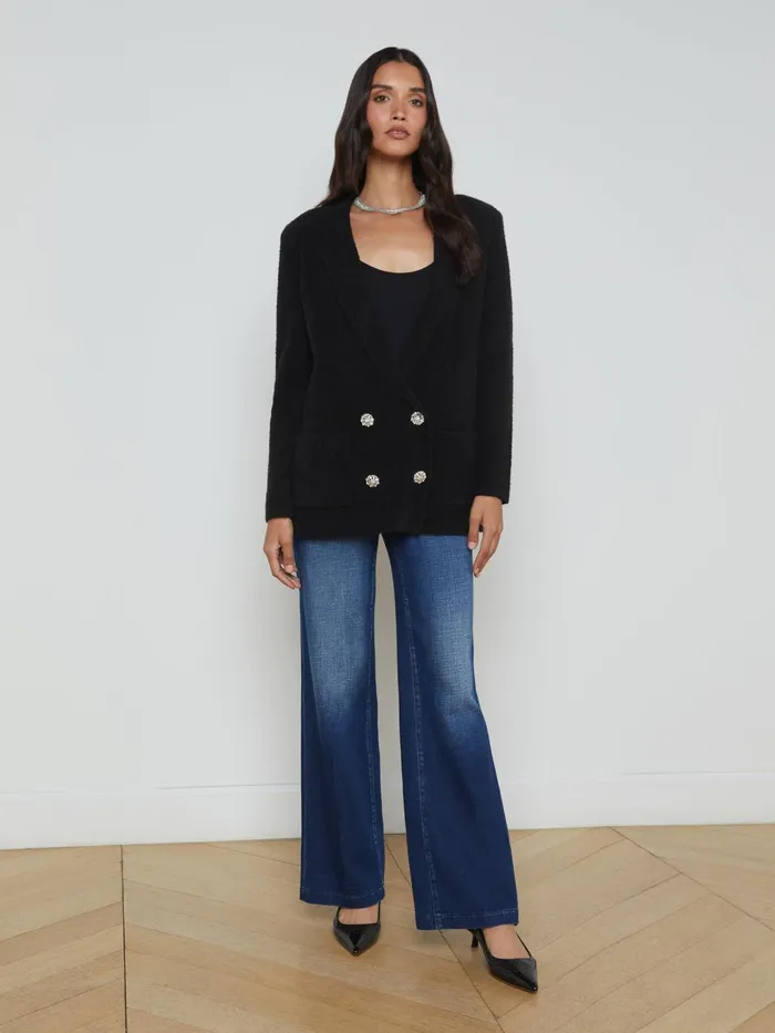 Eileen Knit Boyfriend Blazer Blackcrystal Women L039Agence Knitwear Eileen Knit Boyfriend Blazer Blackcrystal Women L039Agence Knitwear