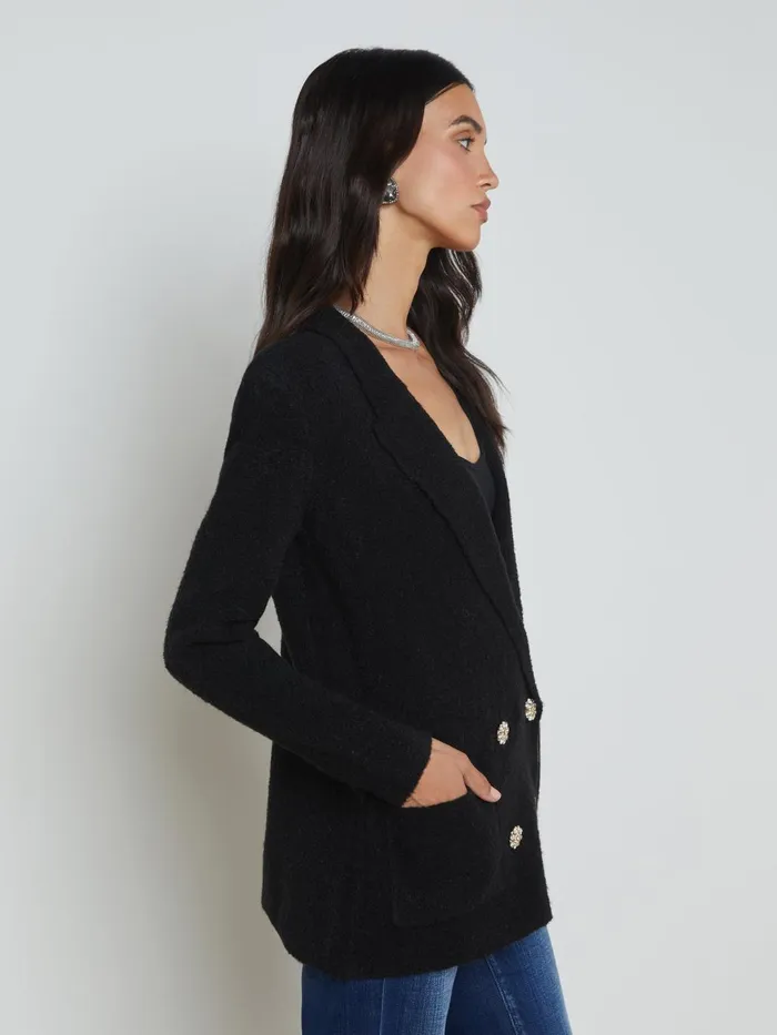 Eileen Knit Boyfriend Blazer Blackcrystal Women L039Agence Knitwear Eileen Knit Boyfriend Blazer Blackcrystal Women L039Agence Knitwear
