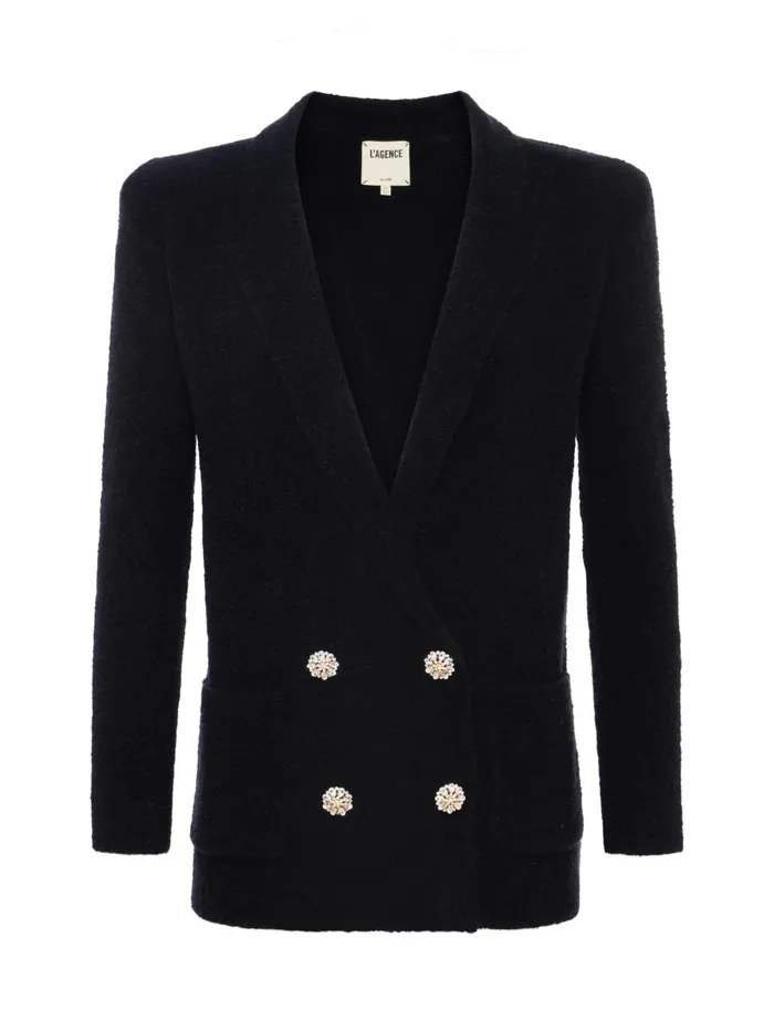 Eileen Knit Boyfriend Blazer Blackcrystal Women L039Agence Knitwear Eileen Knit Boyfriend Blazer Blackcrystal Women L039Agence Knitwear