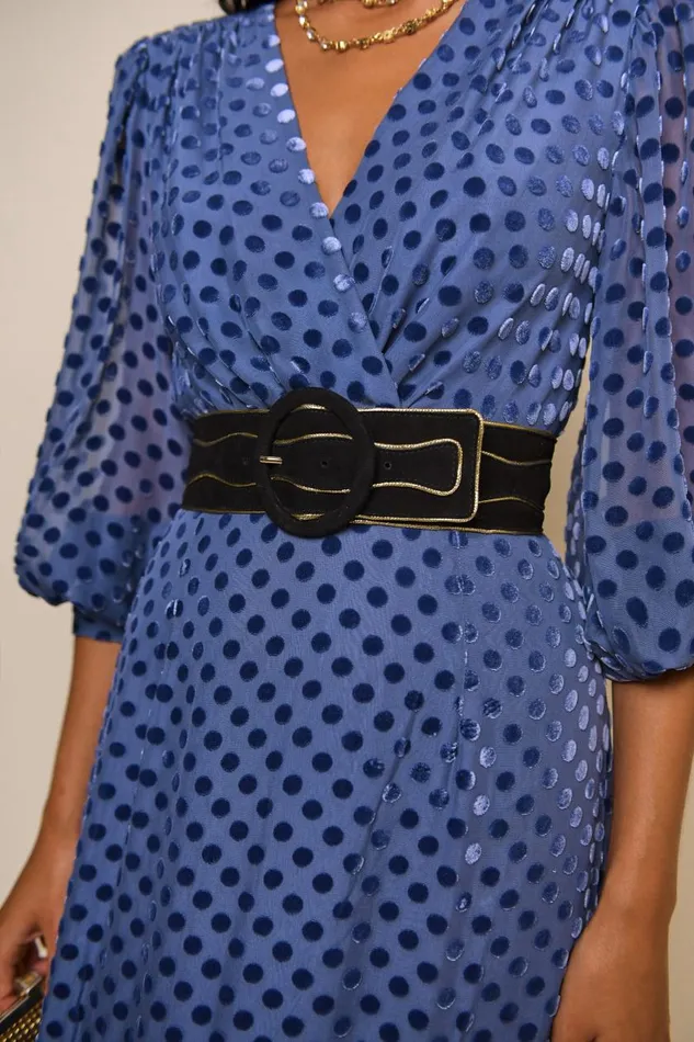 Elsie Steel Blue Burnout Spot Women RIXO Dresses Elsie Steel Blue Burnout Spot Women RIXO Dresses