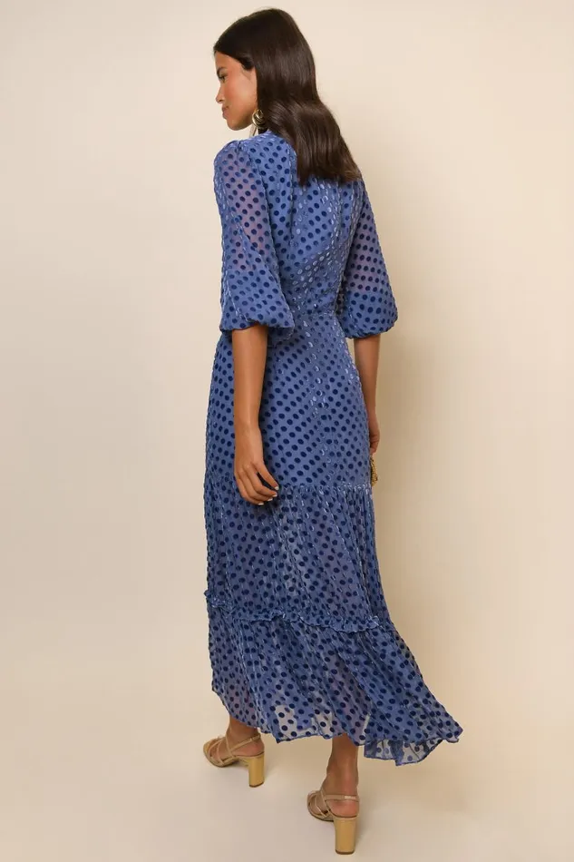 Elsie Steel Blue Burnout Spot Women RIXO Dresses Elsie Steel Blue Burnout Spot Women RIXO Dresses