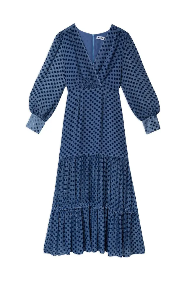 Elsie Steel Blue Burnout Spot Women RIXO Dresses Elsie Steel Blue Burnout Spot Women RIXO Dresses