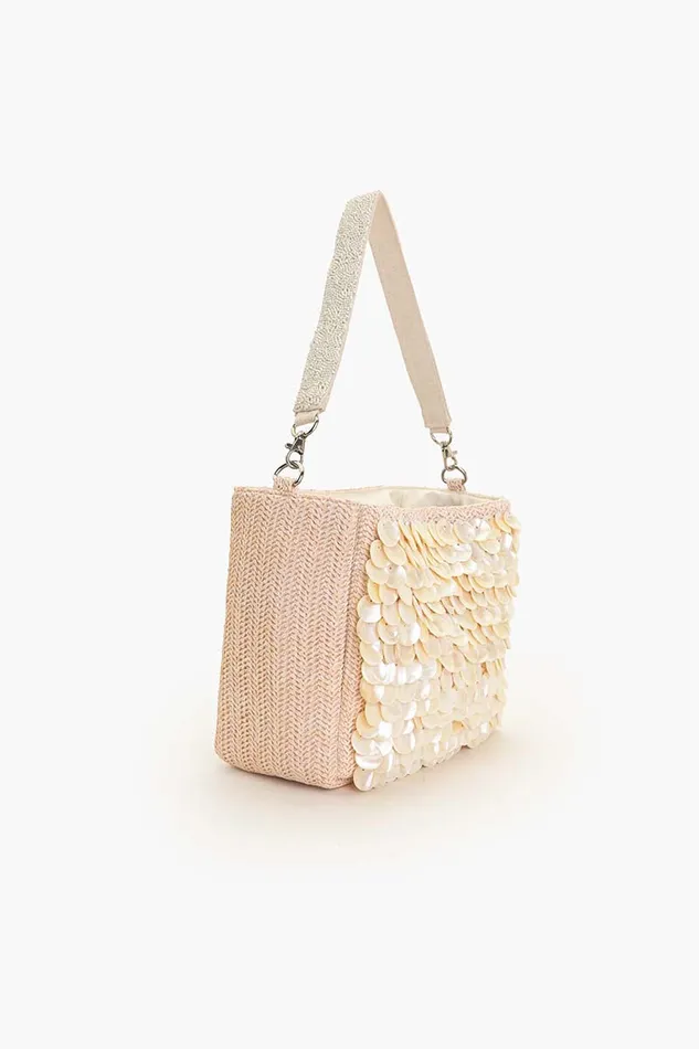 Embellished Shells and Raffia Bucket Bag Embellished Shells and Raffia Bucket Bag
