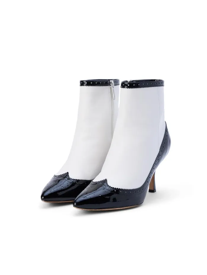 Ember Patent Leather Bootie Blackwhite Patent Women L039Agence Boots and Booties