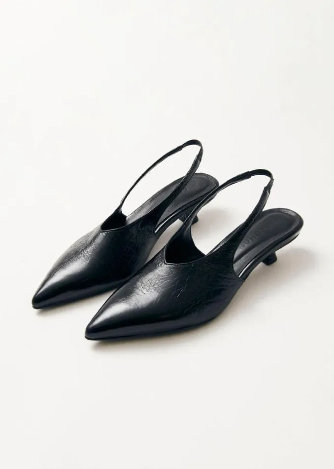 Eros Black Leather Pumps Women ALOHAS Heels