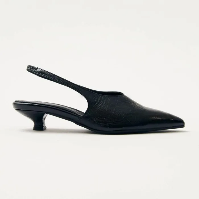 Eros Black Leather Pumps Women ALOHAS Heels