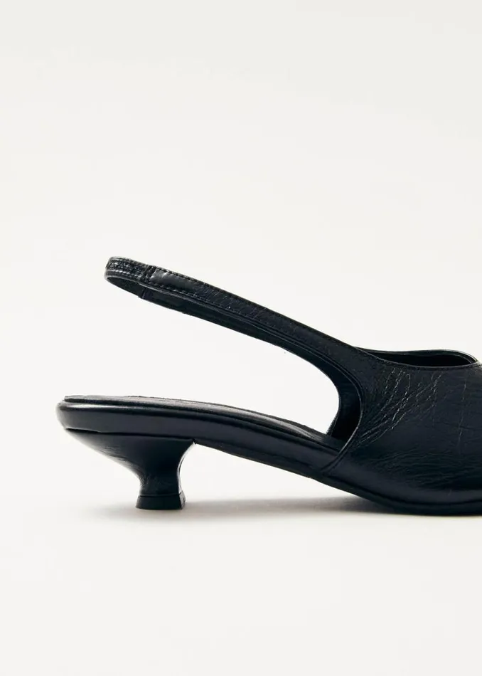 Eros Black Leather Pumps Women ALOHAS Heels