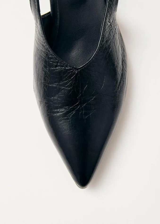 Eros Black Leather Pumps Women ALOHAS Heels