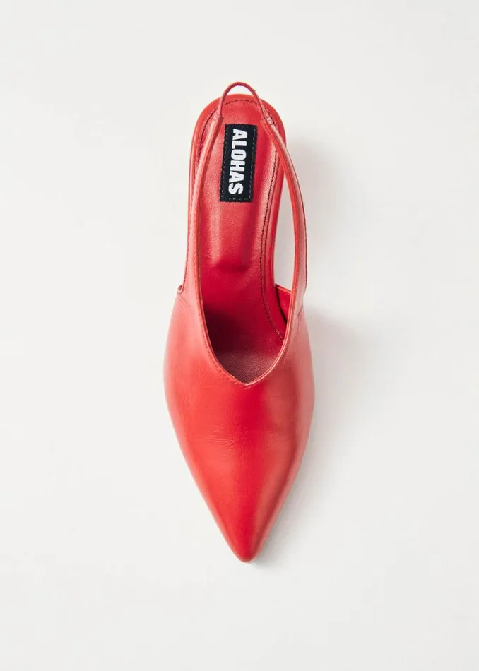 Eros Red Leather Pumps Women ALOHAS Heels