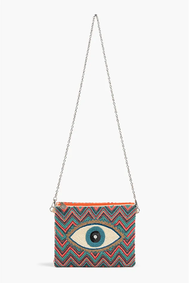Evil Eye Good Luck Clutch with Removable Crossbody Chain Evil Eye Good Luck Clutch with Removable Crossbody Chain