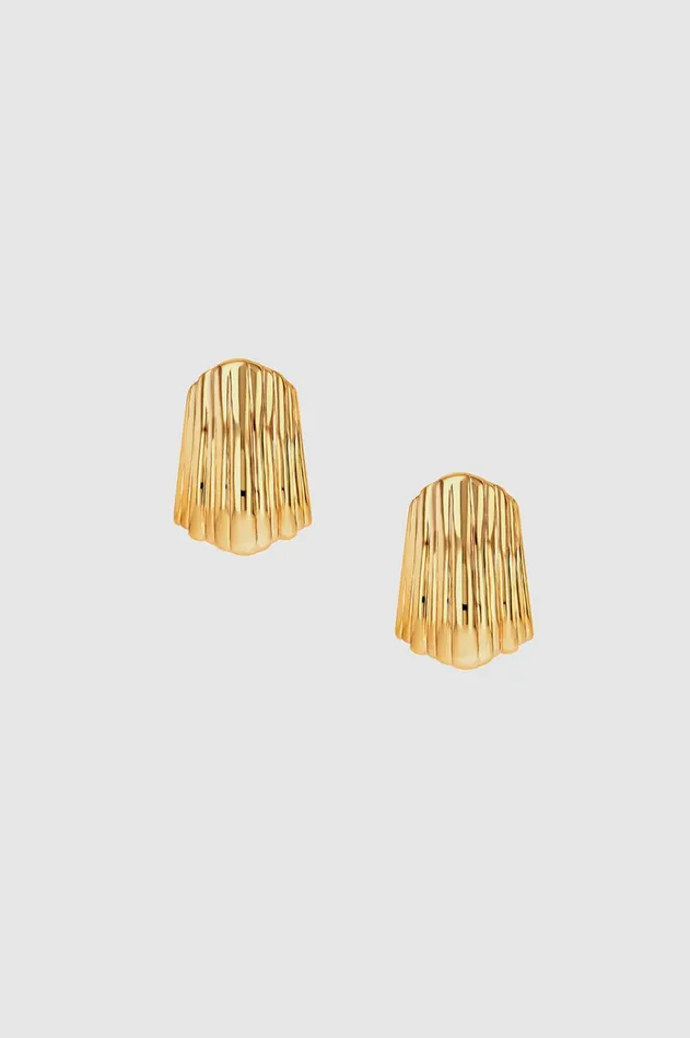Fashion Jewelry Women ANINE BING Ribbed Earrings 8211 Gold