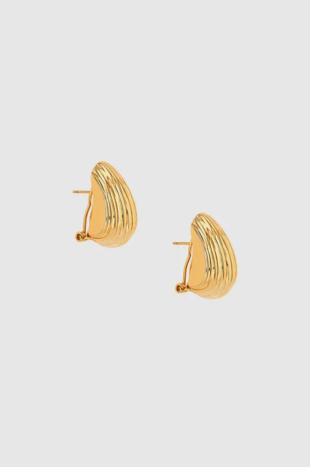 Fashion Jewelry Women ANINE BING Ribbed Earrings 8211 Gold