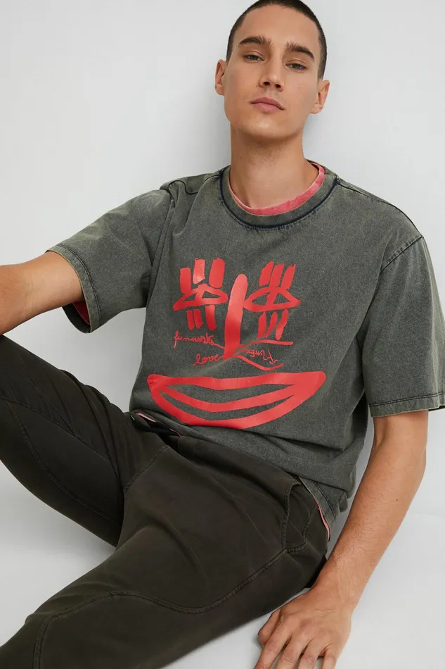 Feline Tshirt Mens Desigual Tshirt and Polos