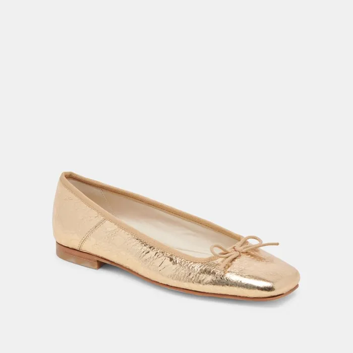Flats and Loafers Women Dolce Vita Anisa Ballet Flats Gold Distressed Leather