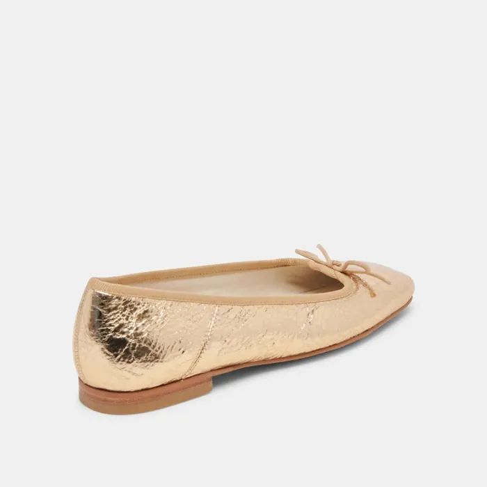 Flats and Loafers Women Dolce Vita Anisa Ballet Flats Gold Distressed Leather