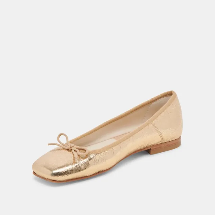 Flats and Loafers Women Dolce Vita Anisa Ballet Flats Gold Distressed Leather