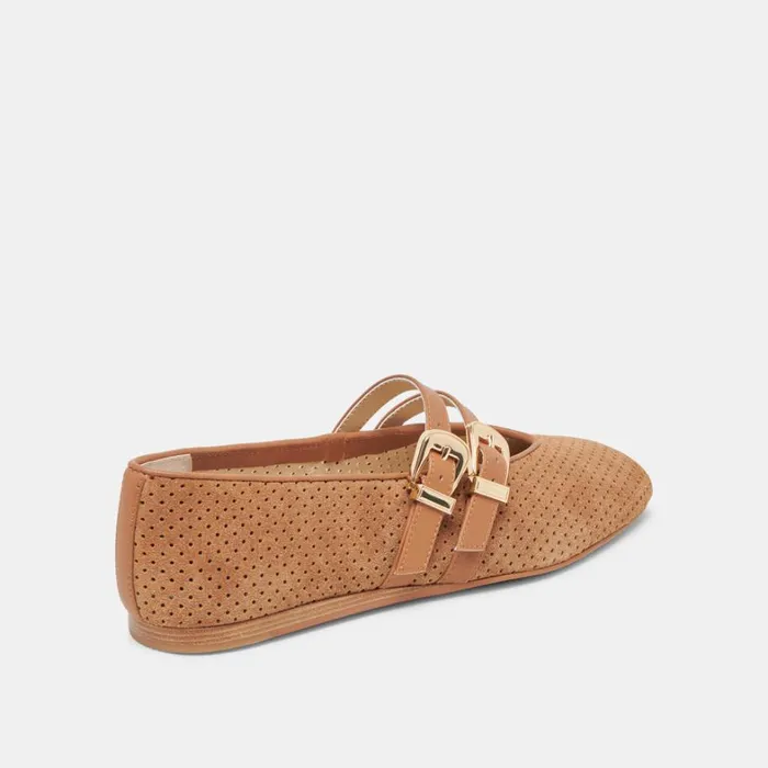Flats and Loafers Women Dolce Vita Baylee Ballet Flats Pecan Perforated Suede