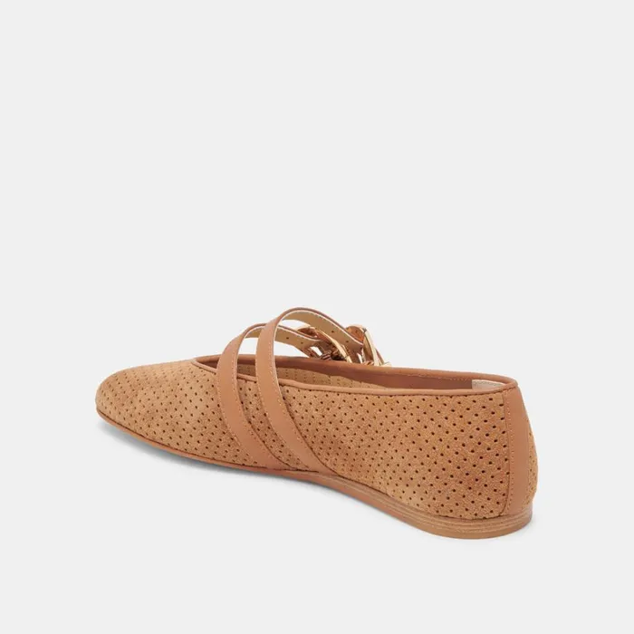 Flats and Loafers Women Dolce Vita Baylee Ballet Flats Pecan Perforated Suede