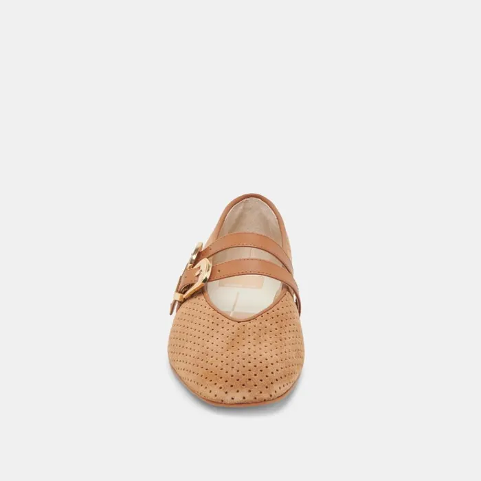 Flats and Loafers Women Dolce Vita Baylee Ballet Flats Pecan Perforated Suede