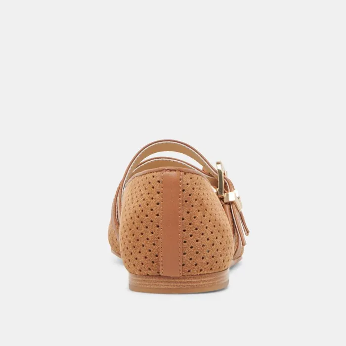 Flats and Loafers Women Dolce Vita Baylee Ballet Flats Pecan Perforated Suede