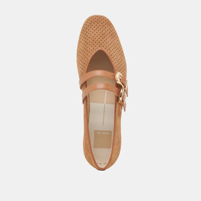 Flats and Loafers Women Dolce Vita Baylee Ballet Flats Pecan Perforated Suede