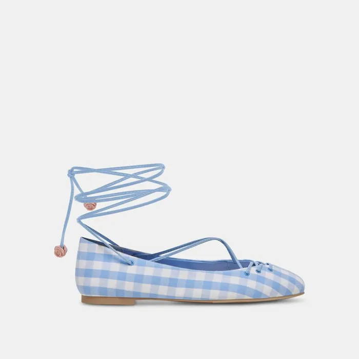 Flats and Loafers Women Dolce Vita Beate Ballet Flats White Blue Gingham