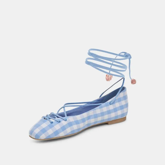 Flats and Loafers Women Dolce Vita Beate Ballet Flats White Blue Gingham