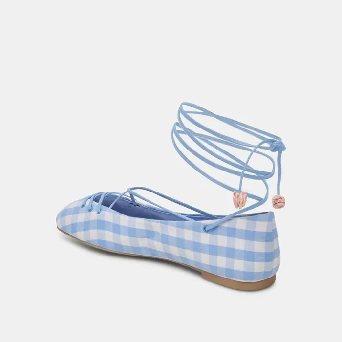 Flats and Loafers Women Dolce Vita Beate Ballet Flats White Blue Gingham
