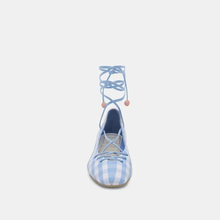 Flats and Loafers Women Dolce Vita Beate Ballet Flats White Blue Gingham