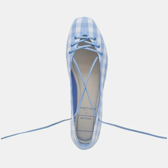 Flats and Loafers Women Dolce Vita Beate Ballet Flats White Blue Gingham