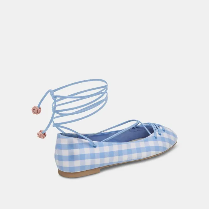 Flats and Loafers Women Dolce Vita Beate Ballet Flats White Blue Gingham