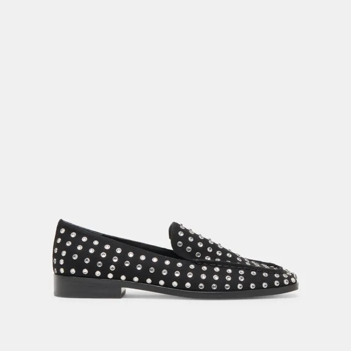Flats and Loafers Women Dolce Vita Beny Crystal Stud Flats Black Crystal