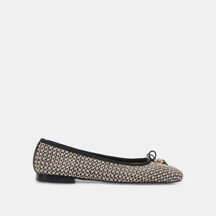 Flats and Loafers Women Dolce Vita Cacy Ballet Flats White Black Raffia