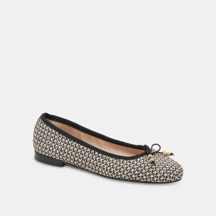 Flats and Loafers Women Dolce Vita Cacy Ballet Flats White Black Raffia