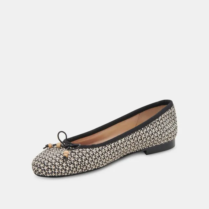 Flats and Loafers Women Dolce Vita Cacy Ballet Flats White Black Raffia