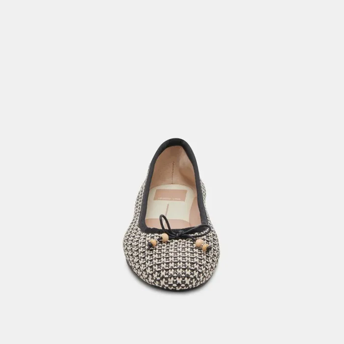 Flats and Loafers Women Dolce Vita Cacy Ballet Flats White Black Raffia