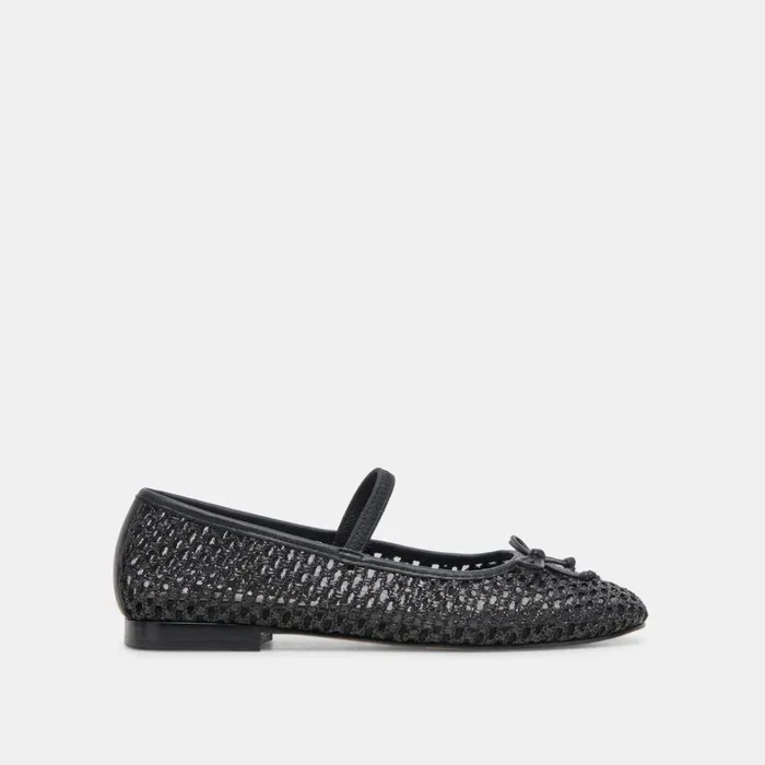 Flats and Loafers Women Dolce Vita Carin Raffia Ballet Flats Onyx Raffia