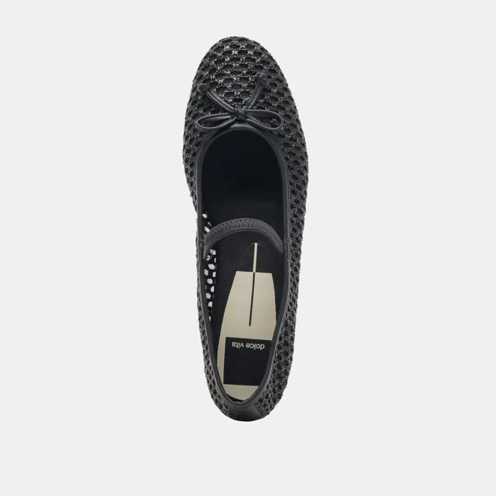 Flats and Loafers Women Dolce Vita Carin Raffia Ballet Flats Onyx Raffia