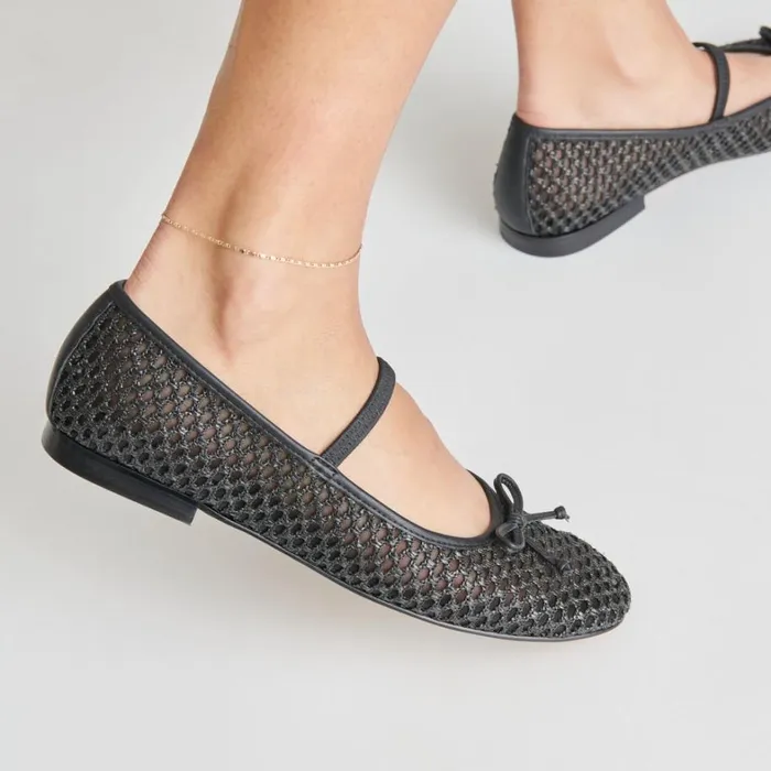Flats and Loafers Women Dolce Vita Carin Raffia Ballet Flats Onyx Raffia