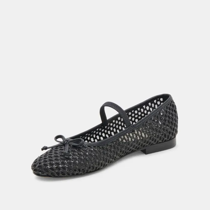 Flats and Loafers Women Dolce Vita Carin Raffia Ballet Flats Onyx Raffia