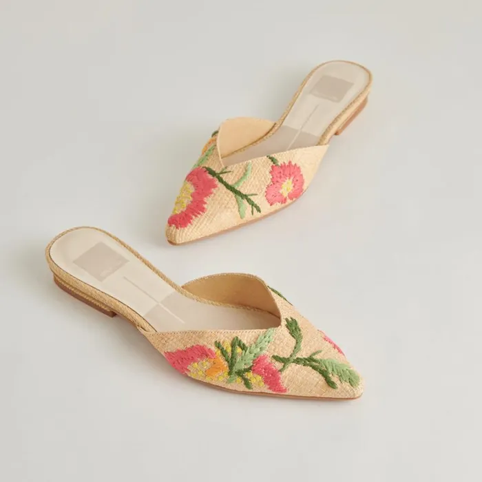 Flats and Loafers Women Dolce Vita Elm Flats Floral Multi Raffia