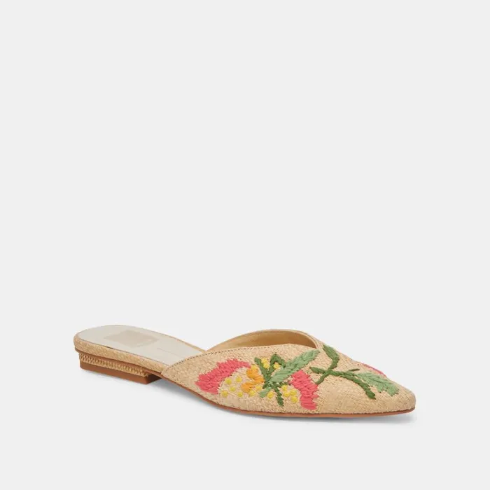 Flats and Loafers Women Dolce Vita Elm Flats Floral Multi Raffia
