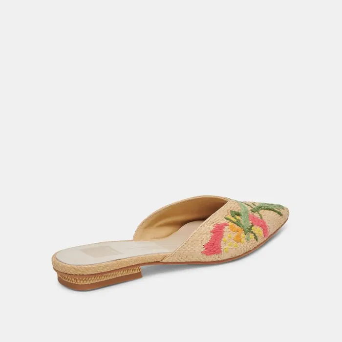 Flats and Loafers Women Dolce Vita Elm Flats Floral Multi Raffia