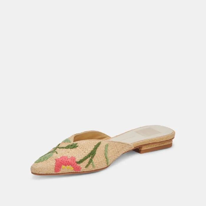 Flats and Loafers Women Dolce Vita Elm Flats Floral Multi Raffia